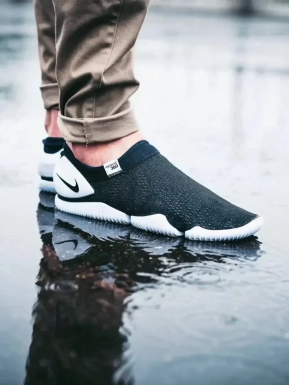 Nike Aqua Sock 360 Slip-On in Black and White
